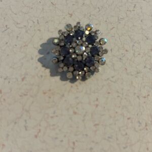 Elegant Clear and Blue Rhinestone Snap charm